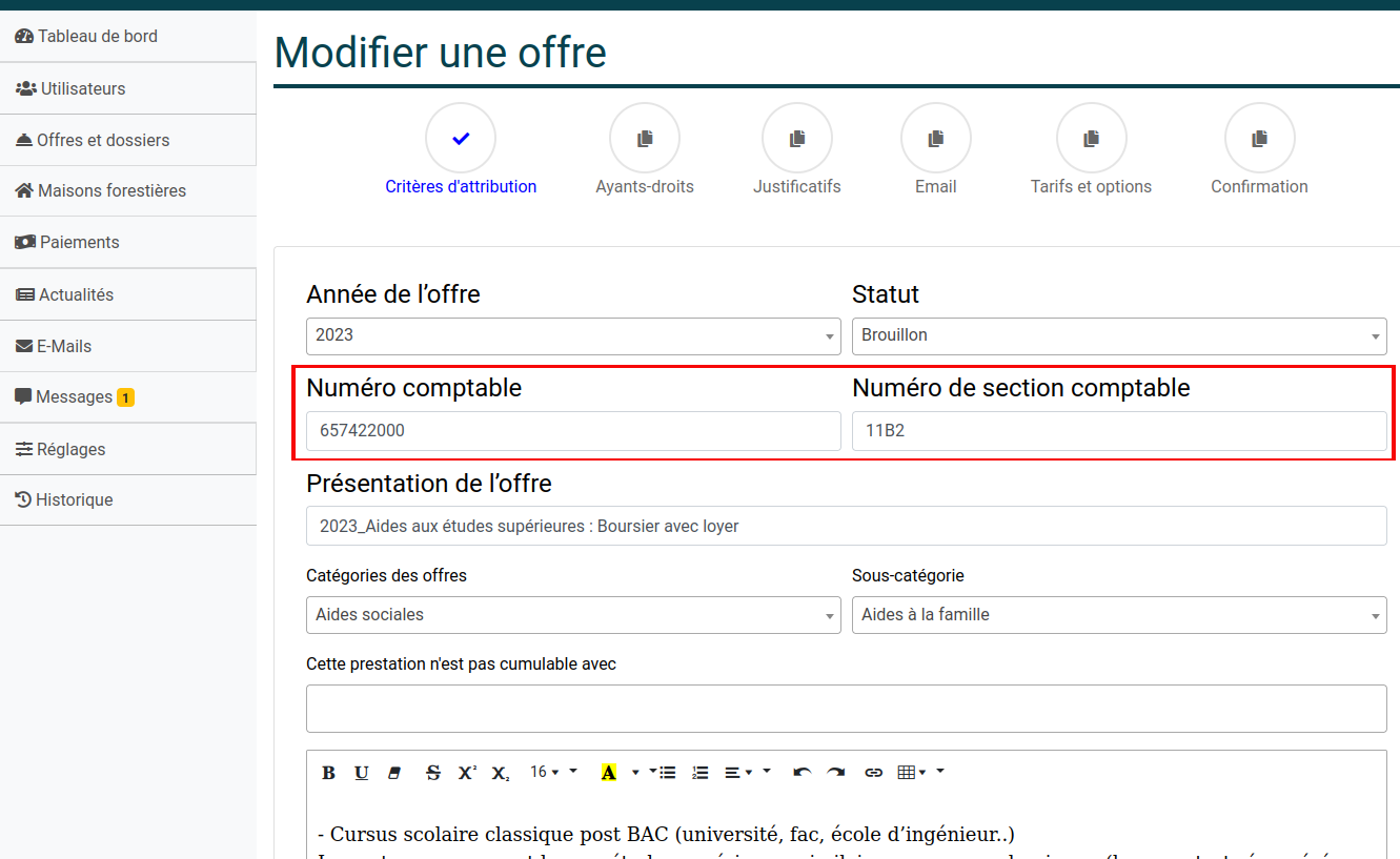 Saisie ancienne des codes comptables
